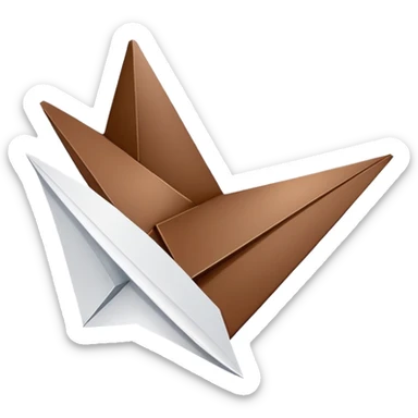 A brown heart and a white paper airplane next to it sticker