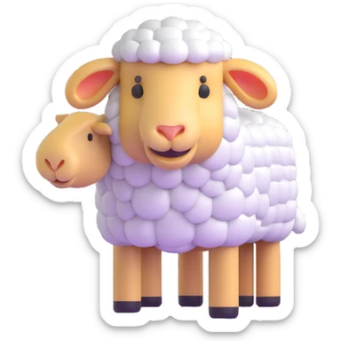 Minecraft sheep made out of square blocks, looks exactly like in the game sticker