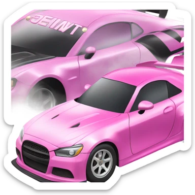 Pink ombre race car with glitter  sticker