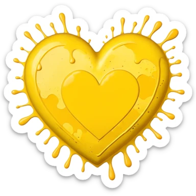 yellow heart with a paint splatter sticker