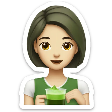Girl drink matcha sticker