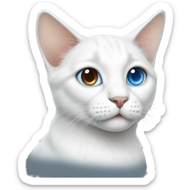 White cat with brown spots blue eyes and big ears sticker