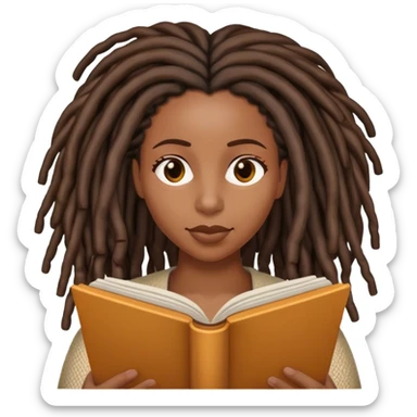 Black woman with locs reading  sticker