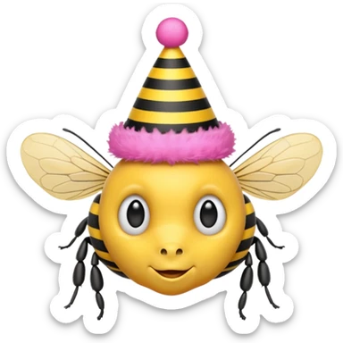 party pink hat bee sticker