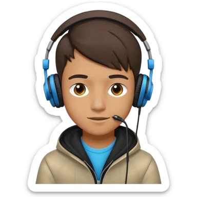 GenZ boy with headphones on and look like editor make him cool asf!  He must look like attitude and egoistic sticker