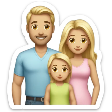 a family with 2 parents and 2 twins baby girls, the dad is blond hair and the mom dark hair sticker