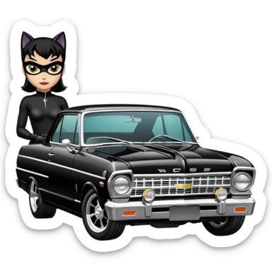 Catwoman’s  blacked-chrome 1965 Chevy Nova SS street rod sticker