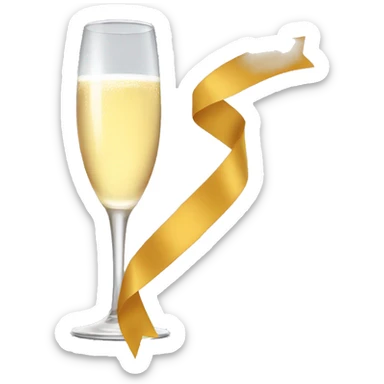A glass of champagne with a ribbon sticker
