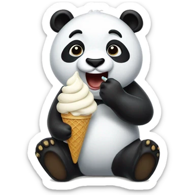 Panda eating ice cream sticker