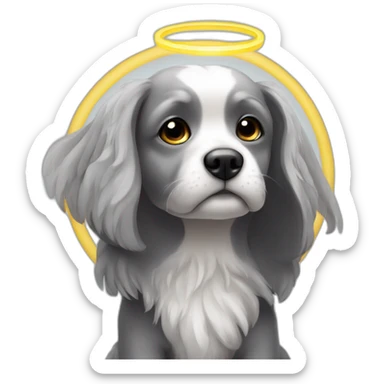 dark-grey-innocent-small-dog-angel-halo sticker