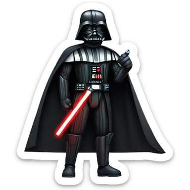 Full body Darth Vader with light saber drawn out to his right side and a very menacing look  sticker