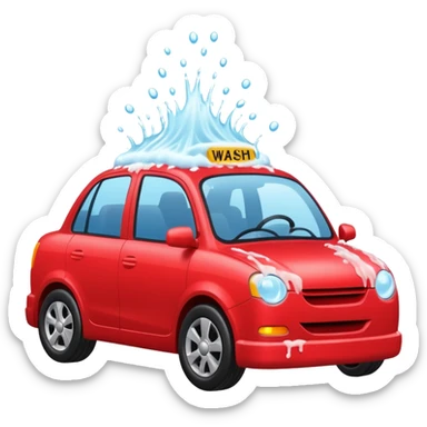 create me an image for a vertical in my super app, Car wash, entering the auto wash machine with soup...etc sticker