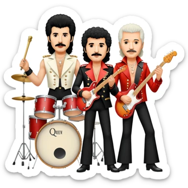 Queen band with Freddie Mercury, Brian May, Roger Taylor, and John Deacon sticker