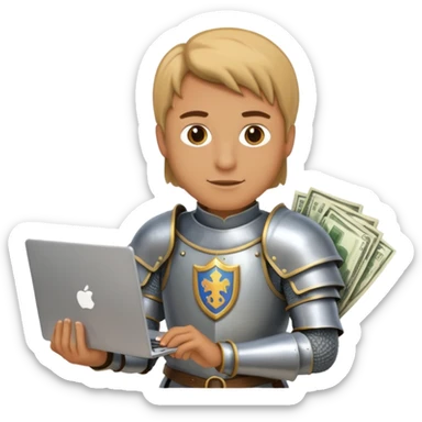 Knight with laptop and money sticker