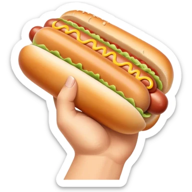 a hand holding a plain hot dog  sticker