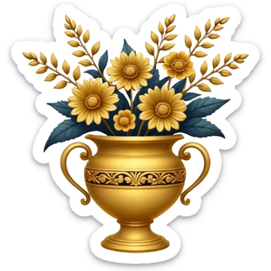 dried flowers in a golden vase sticker