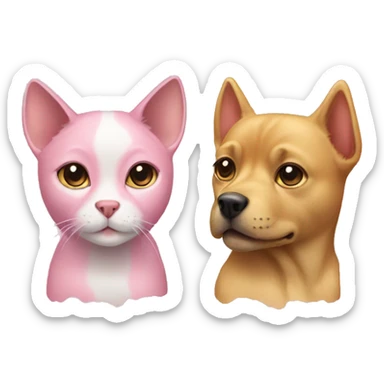 pink and gold cat and dog sticker