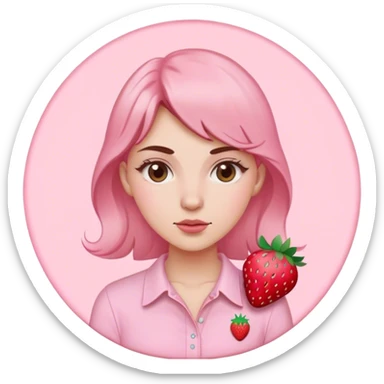 pastel pink women's shirt with a strawberry embroidered in the center sticker