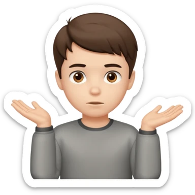 cute boy shrugging his shoulder, boy have good haircut puff style sticker