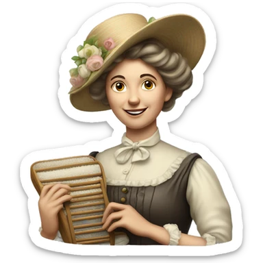 Victorian lady holding soap and washboard  sticker