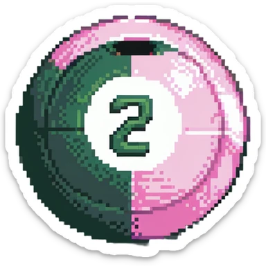 pink billiard ball with the number 23 inside a white circle sticker