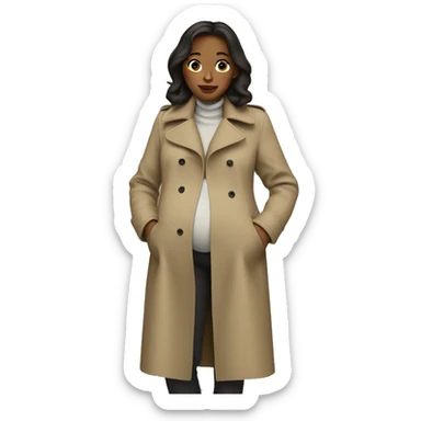 pregnant girl in trench coat sticker