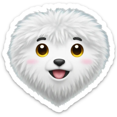 fluffy white heart sticker
