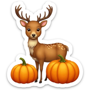 Autumn pumpkin and Deer sticker