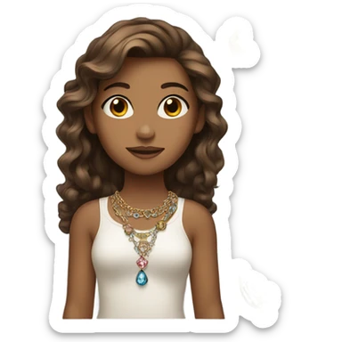 brown haired girl with jewelry sticker