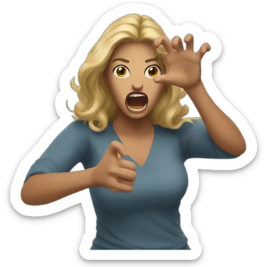 A woman acting like a monster with her hand and her face says grrr. Both hands are visible !  sticker