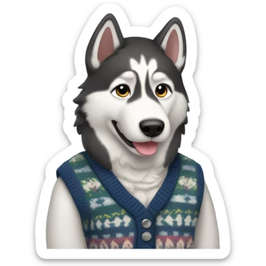 Husky in a sweater vest sticker