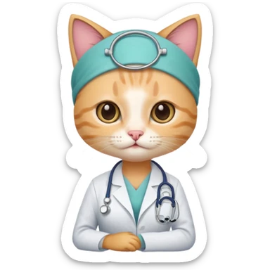 make me a cute little female doctor kitten sticker