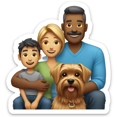Dad,mom,son and Yorkshire Terrier dog sticker
