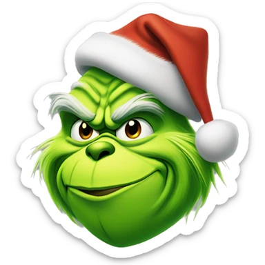 Grinch with christmas hat sticker