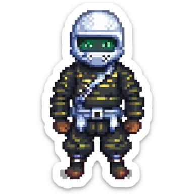 Black digital bomb, round bomb body with silver highlights and details, no timer, sleek ninja-inspired design, pixel art style sticker