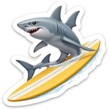 A shark surfing in a surf table  sticker