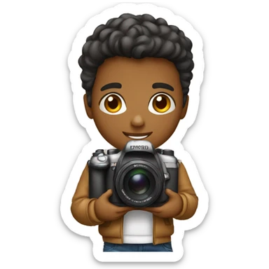 young blogger with camera sticker