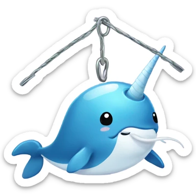 narwhal with hooks sticker