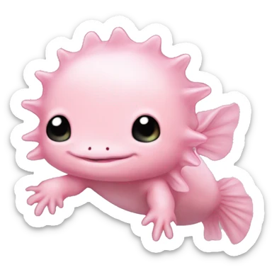 cute chiby axolotl pink sticker