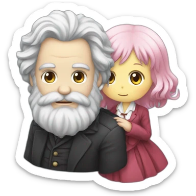 Karl marx holding anime madoka girl sticker