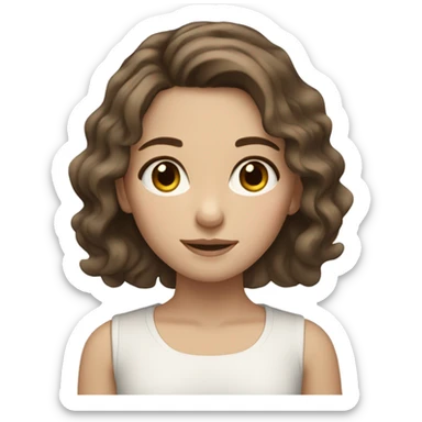 brunette girl with light brown eyes and wavy brown hair and paleish white skin sticker
