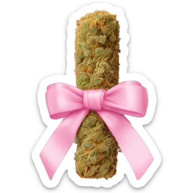 Rolled cbd blunt with a baby pink ribbon on it sticker
