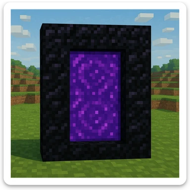 Minecraft-style purple portal with black frames sticker