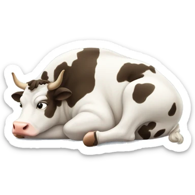 Fat cow looking cat being lazy sticker