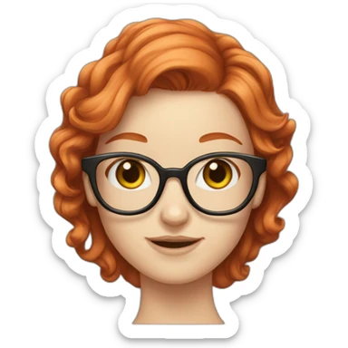 redhead pale girl with glasses and earrings sticker