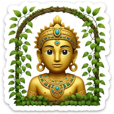 Golden ruined mayan Statue in Jungle sticker