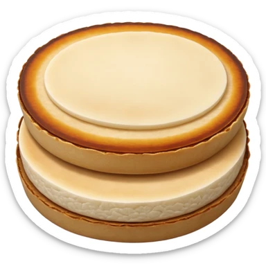 round flat rice cake, lightly toasted surface, sticker