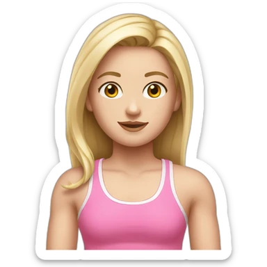 A white girl wear a pink sport tank top sticker