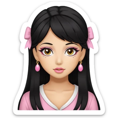 Gyaru girl black hair sticker