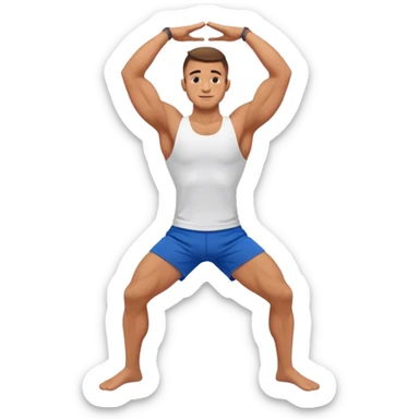 jacked man blue shorts Vrksasana-pose yoga sticker